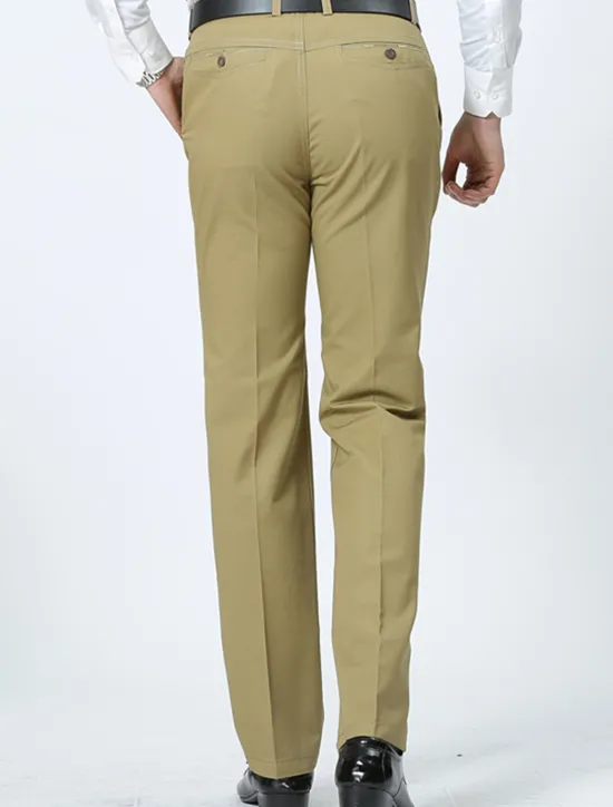 Hot OUKU Men's Graduation Trousers Chinos Chino Pants Pocket Straight Leg Plain Comfort Breathable Outdoor Daily Going out Fashion Casual Dark Khaki Black