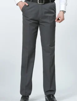 Hot OUKU Men's Graduation Trousers Chinos Chino Pants Pocket Straight Leg Plain Comfort Breathable Outdoor Daily Going out Fashion Casual Dark Khaki Black