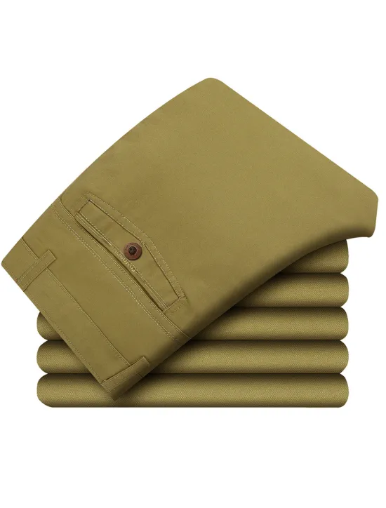 Hot OUKU Men's Graduation Trousers Chinos Chino Pants Pocket Straight Leg Plain Comfort Breathable Outdoor Daily Going out Fashion Casual Dark Khaki Black