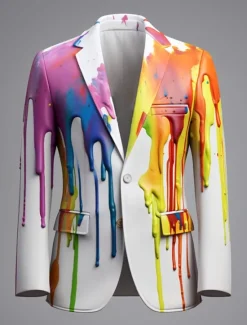 Clearance OUKU Men's Graffiti Long Sleeve Turndown Business Artistic Work Wear to work Going out Buttons Print Multi Pocket