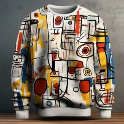 OUKU Men's Graffiti Sweatshirts Sweatshirt Pullover Long Sleeve Sweatshirt Crew Neck Fashion Daily Casual 3D Print Going out Streetwear 3D Print Spring & Fall