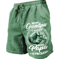 New OUKU Men's Grandpa Being A PaPa Is Priceless Shorts Summer Shorts Beach Shorts Mid Waist Streetwear Hawaiian Designer Casual Daily Holiday Drawstring Elastic Waist 3D Print Designer Clothing Apparel