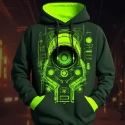 Discount OUKU Men's Graphic Alien Technology Hoodie Hoodies Sweatshirt Fashion Daily Long Sleeve Hooded Vacation Sports Outdoor Holiday Red Blue Print Front Pocket Spring & Fall Designer