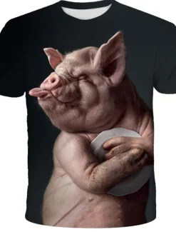 Outlet OUKU Men's Graphic Animal 3D Pig T Shirt Tee Funny T Shirts Short Sleeve T shirt 3D Print Round Neck Shirt Streetwear Exaggerated Cool Vacation Daily Holiday Clothing Apparel Plus Size S M L XL Rainbow