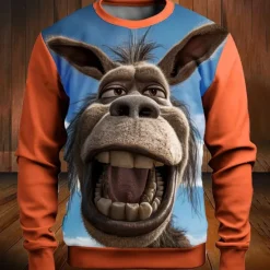 OUKU Men's Graphic Animal Donkey Sweatshirts Golf Pullover Sweatshirt Long Sleeve Sweatshirt Crew Neck Fashion Daily Casual 3D Print Vacation Holiday Going out Print Spring & Fall