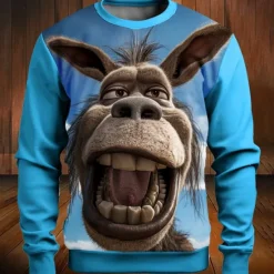 OUKU Men's Graphic Animal Donkey Sweatshirts Golf Pullover Sweatshirt Long Sleeve Sweatshirt Crew Neck Fashion Daily Casual 3D Print Vacation Holiday Going out Print Spring & Fall