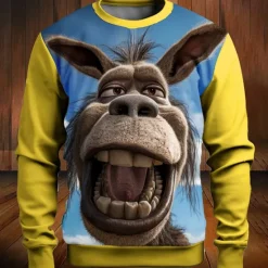 OUKU Men's Graphic Animal Donkey Sweatshirts Golf Pullover Sweatshirt Long Sleeve Sweatshirt Crew Neck Fashion Daily Casual 3D Print Vacation Holiday Going out Print Spring & Fall