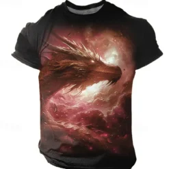 New OUKU Men's Graphic Animal Dragon T Shirt Short Sleeve T shirt 3D Print Crew Neck Shirt Designer Casual Subculture Sports Outdoor Holiday Going out Blue Sky Blue Red Spring & Summer Clothing Apparel S M L
