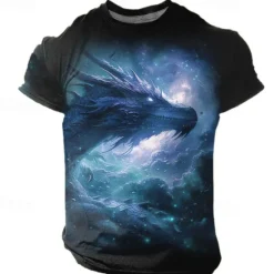 New OUKU Men's Graphic Animal Dragon T Shirt Short Sleeve T shirt 3D Print Crew Neck Shirt Designer Casual Subculture Sports Outdoor Holiday Going out Blue Sky Blue Red Spring & Summer Clothing Apparel S M L