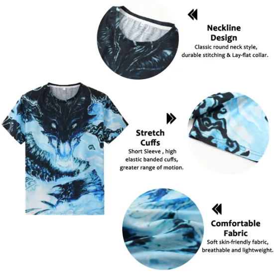 New OUKU Men's Graphic Animal Dragon T Shirt Short Sleeve T shirt 3D Print Crew Neck Shirt Vintage Fashion Designer Outdoor Daily Sports Light Yellow Dark Yellow Black Spring & Summer Clothing Apparel S M L