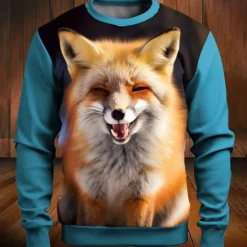 Clearance OUKU Men's Graphic Animal Fox Sweatshirts Golf Pullover Sweatshirt Long Sleeve Sweatshirt Crew Neck Fashion Daily Casual 3D Print Vacation Holiday Going out Print Spring & Fall