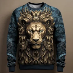 Best OUKU Men's Graphic Animal Lion Sweatshirts Golf Pullover Sweatshirt Long Sleeve Sweatshirt Crew Neck Fashion Daily Casual 3D Print Vacation Holiday Going out Print Spring & Fall