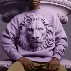 New OUKU Men's Graphic Animal Lion Sweatshirts Golf Pullover Sweatshirt Long Sleeve Sweatshirt Crew Neck Fashion Daily Casual 3D Print Vacation Holiday Going out Print Spring & Fall