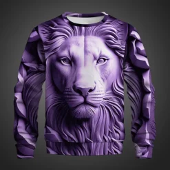 Discount OUKU Men's Graphic Animal Lion Sweatshirts Golf Pullover Sweatshirt Long Sleeve Sweatshirt Crew Neck Fashion Daily Casual 3D Print Vacation Holiday Going out Print Spring & Fall