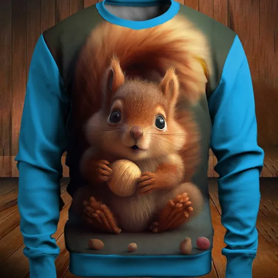 Hot OUKU Men's Graphic Animal Squirrel Sweatshirts Golf Pullover Sweatshirt Long Sleeve Sweatshirt Crew Neck Fashion Daily Casual 3D Print Vacation Holiday Going out Print Spring & Fall