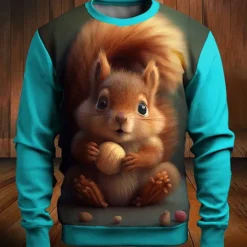 Hot OUKU Men's Graphic Animal Squirrel Sweatshirts Golf Pullover Sweatshirt Long Sleeve Sweatshirt Crew Neck Fashion Daily Casual 3D Print Vacation Holiday Going out Print Spring & Fall