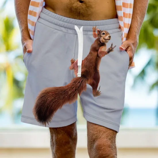 Clearance OUKU Men's Graphic Animal Squirrel Sweat Shorts Beach Shorts Terry Shorts Mid Waist Sports Designer Classic Style Casual Daily Holiday Drawstring Elastic Waist 3D Print Designer Clothing Apparel