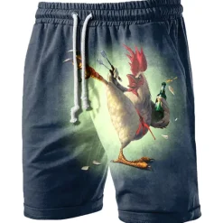 Discount OUKU Men's Graphic Animal Turkey Shorts Summer Shorts Beach Shorts Mid Waist Streetwear Hawaiian Designer Casual Daily Holiday Drawstring Elastic Waist 3D Print Designer Clothing Apparel