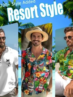 New OUKU Men's Graphic Animal Turtles T Shirt Short Sleeve T shirt 3D Print Crew Neck Shirt Daily Hawaiian Resort Style Sports Outdoor Holiday Going out White Light Green Pink Spring & Summer Clothing Apparel