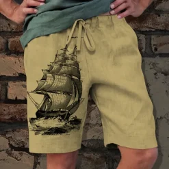 Outlet OUKU Men's Graphic Boat Shorts Summer Shorts Beach Shorts Mid Waist Streetwear Hawaiian Designer Casual Daily Holiday Drawstring Elastic Waist 3D Print Designer Clothing Apparel
