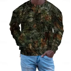 OUKU Men's Graphic Camo / Sweatshirts Golf Pullover Sweatshirt Long Sleeve Sweatshirt Hooded Vacation Cool Daily Print Vacation Sports Outdoor Going out Printing Winter Spring & Fall Camouflage
