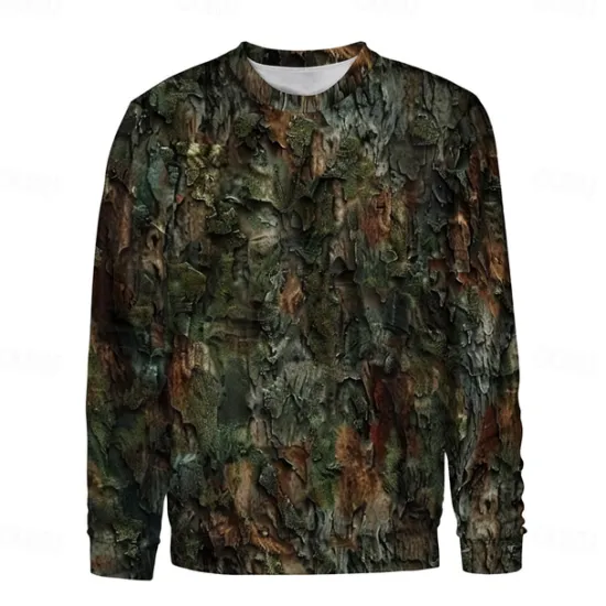 OUKU Men's Graphic Camo / Sweatshirts Golf Pullover Sweatshirt Long Sleeve Sweatshirt Hooded Vacation Cool Daily Print Vacation Sports Outdoor Going out Printing Winter Spring & Fall Camouflage