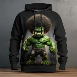 Discount OUKU Men's Graphic Cartoon Hoodie Hoodies Sweatshirt Fashion Daily Long Sleeve Hooded Vacation Sports Outdoor Holiday Navy Blue Print Front Pocket Spring & Fall Designer Black