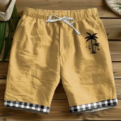 Online OUKU Men's Graphic Coconut Tree Shorts Summer Shorts Beach Shorts Mid Waist Designer Ethnic Style Casual Daily Holiday Elastic Waist 3D Print Drawstring Designer Clothing Apparel