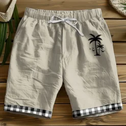 Online OUKU Men's Graphic Coconut Tree Shorts Summer Shorts Beach Shorts Mid Waist Designer Ethnic Style Casual Daily Holiday Elastic Waist 3D Print Drawstring Designer Clothing Apparel