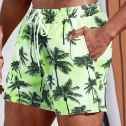 Sale OUKU Men's Graphic Coconut Tree Swim Trunks Swim Shorts Board Shorts Mid Waist Streetwear Hawaiian Boho Casual Daily Holiday Drawstring with Mesh lining Elastic Waist Designer Clothing Apparel