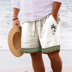 Clearance OUKU Men's Graphic Coconut Tree Geometry Shorts Summer Shorts Beach Shorts Mid Waist Streetwear Hawaiian Designer Casual Daily Holiday Drawstring Elastic Waist 3D Print Designer Clothing Apparel