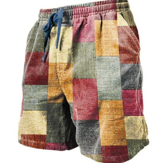 OUKU Men's Graphic Color Block Patchwork Shorts Summer Shorts Casual Shorts Mid Waist Fashion Streetwear Designer Casual Daily Holiday Pocket Drawstring Elastic Waist Designer Clothing Apparel