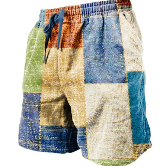 OUKU Men's Graphic Color Block Patchwork Shorts Summer Shorts Casual Shorts Mid Waist Fashion Streetwear Designer Casual Daily Holiday Pocket Drawstring Elastic Waist Designer Clothing Apparel