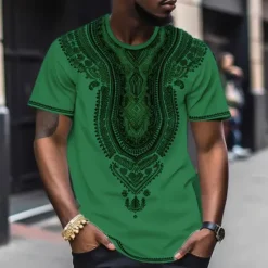 Sale OUKU Men's Graphic Color Block Tribal T Shirt Short Sleeve T shirt 3D Print Crew Neck Shirt Fashion Designer Ethnic Outdoor Daily Sports Black and Red Black White Spring & Summer Clothing Apparel S M L XL