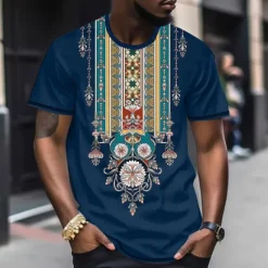 Sale OUKU Men's Graphic Color Block Tribal T Shirt Short Sleeve T shirt 3D Print Crew Neck Shirt Fashion Designer Ethnic Outdoor Daily Sports Black and Red Black White Spring & Summer Clothing Apparel S M L XL