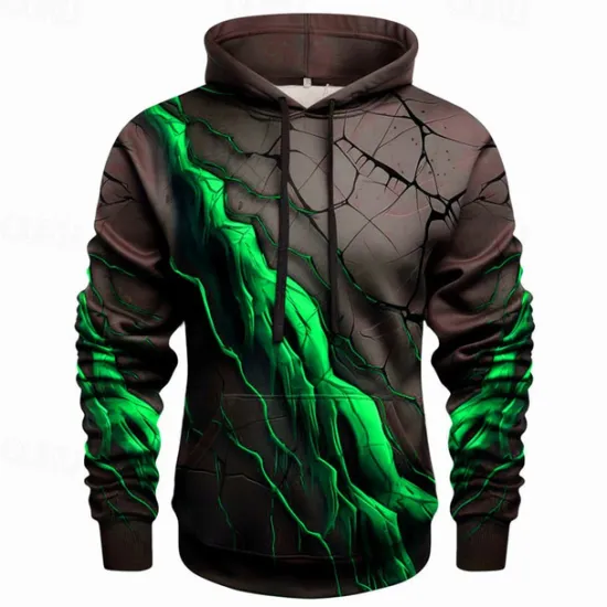 OUKU Men's Graphic Color Block Crack Hoodie Hoodies Sweatshirt Fashion Daily Long Sleeve Hooded Vacation Sports Outdoor Holiday Red Blue Print Front Pocket Spring & Fall Designer