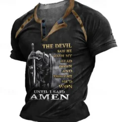 Sale OUKU Men's Graphic Color Block Knights Templar Henley Shirt Tee Short Sleeve 3D Print Vintage Fashion Designer Outdoor Casual Daily Summer Black Brown Green Dark Blue Henley Henley T-Shirt