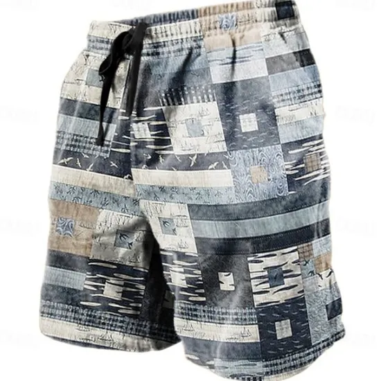 Discount OUKU Men's Graphic Color Block Patchwork Shorts Summer Shorts Beach Shorts Mid Waist Streetwear Hawaiian Designer Casual Daily Holiday Drawstring Elastic Waist 3D Print Designer Clothing Apparel