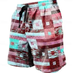 Discount OUKU Men's Graphic Color Block Patchwork Shorts Summer Shorts Beach Shorts Mid Waist Streetwear Hawaiian Designer Casual Daily Holiday Drawstring Elastic Waist 3D Print Designer Clothing Apparel