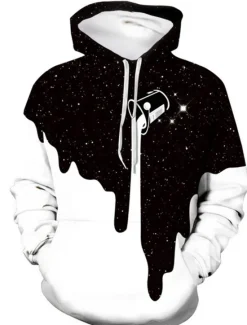 Online OUKU Men's Graphic Color Block Starry Sky Milk Cup Hoodie Hoodies Sweatshirt Casual Hooded Daily Black Yellow Designer