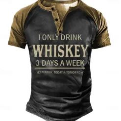 Discount OUKU Men's Graphic Color Block Letter T shirt Henley Shirt Tee Short Sleeve 3D Print Designer Basic Classic Outdoor Daily Sports Summer Black Blue Purple Green Henley Henley T-Shirt