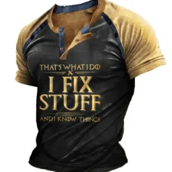 Clearance OUKU Men's Graphic Color Block Letter Henley Shirt Tee Short Sleeve 3D Print Fashion Designer Comfortable Outdoor Casual Daily Summer Black Khaki Army Green Dark Blue Dark Gray Henley Henley T-Shirt