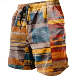 Sale OUKU Men's Graphic Color Block Stripe Shorts Summer Shorts Beach Shorts Mid Waist Streetwear Hawaiian Designer Casual Daily Holiday Drawstring Elastic Waist 3D Print Designer Clothing Apparel