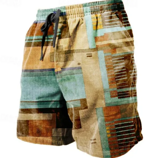 Sale OUKU Men's Graphic Color Block Stripe Shorts Summer Shorts Beach Shorts Mid Waist Streetwear Hawaiian Designer Casual Daily Holiday Drawstring Elastic Waist 3D Print Designer Clothing Apparel