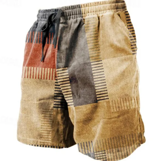 Sale OUKU Men's Graphic Color Block Stripe Shorts Summer Shorts Beach Shorts Mid Waist Streetwear Hawaiian Designer Casual Daily Holiday Drawstring Elastic Waist 3D Print Designer Clothing Apparel