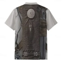 New OUKU Men's Graphic Cosplay Golf Shirt Short Sleeve Polo Shirts Collared Shirts Vacation Wear Rave Wear Party Outfits Buttons 3D Print Summer Spring Black Gray