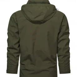 Clearance OUKU Men's Graphic Cow Print Jacket Raincoat Shell Jacket Waterproof Lightweight Casual Sports Outdoor Camping & Hiking Embroidered Side Pockets Zip Front Fall Winter Hooded Long Sleeve Green khaki Dark