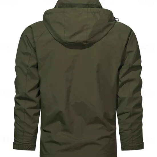 Clearance OUKU Men's Graphic Cow Print Jacket Raincoat Shell Jacket Waterproof Lightweight Casual Sports Outdoor Camping & Hiking Embroidered Side Pockets Zip Front Fall Winter Hooded Long Sleeve Green khaki Dark