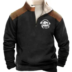 New OUKU Men's Graphic Cowboy Sweatshirts Sweatshirt Zip Sweatshirt Long Sleeve Sweatshirt Quarter Zip Daily Casual Vintage Retro 3D Print Vacation Holiday Going out Print Fleece Fall & Winter