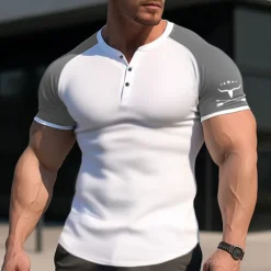 Sale OUKU Men's Graphic Cowboy T Shirt Henley Shirt Raglan T Shirt Short Sleeve 3D Print Sports Daily Outdoor Sports Outdoor Casual Going out Spring & Summer Black Burgundy Dark Blue Gray Henley Henley T-Shirt